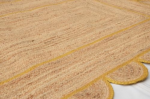 Miniatura 5 de Gautam International Alfombra bohemia de yute con patrón festoneado (2 x 6 pies, amarillo)