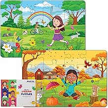 Seasons Jigsaw Puzzle Set for Kids | Set of 2 – Spring & Autumn | 16-Piece Puzzles for 3+ Year Olds | Educational Learning Toys for Toddlers | Birthday Gift for Boys & Girls