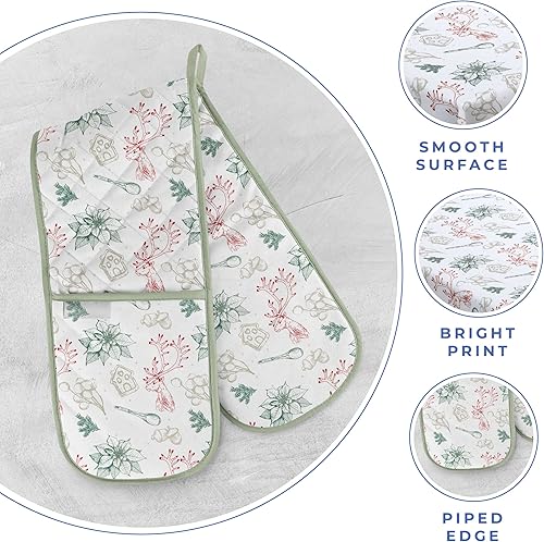 Miniatura 3 de Kotton Culture - Guante doble para horno para cocina, cocinar, asar, hornear, servir, resistente al calor, caja de 100% algodón, acolchada, doble