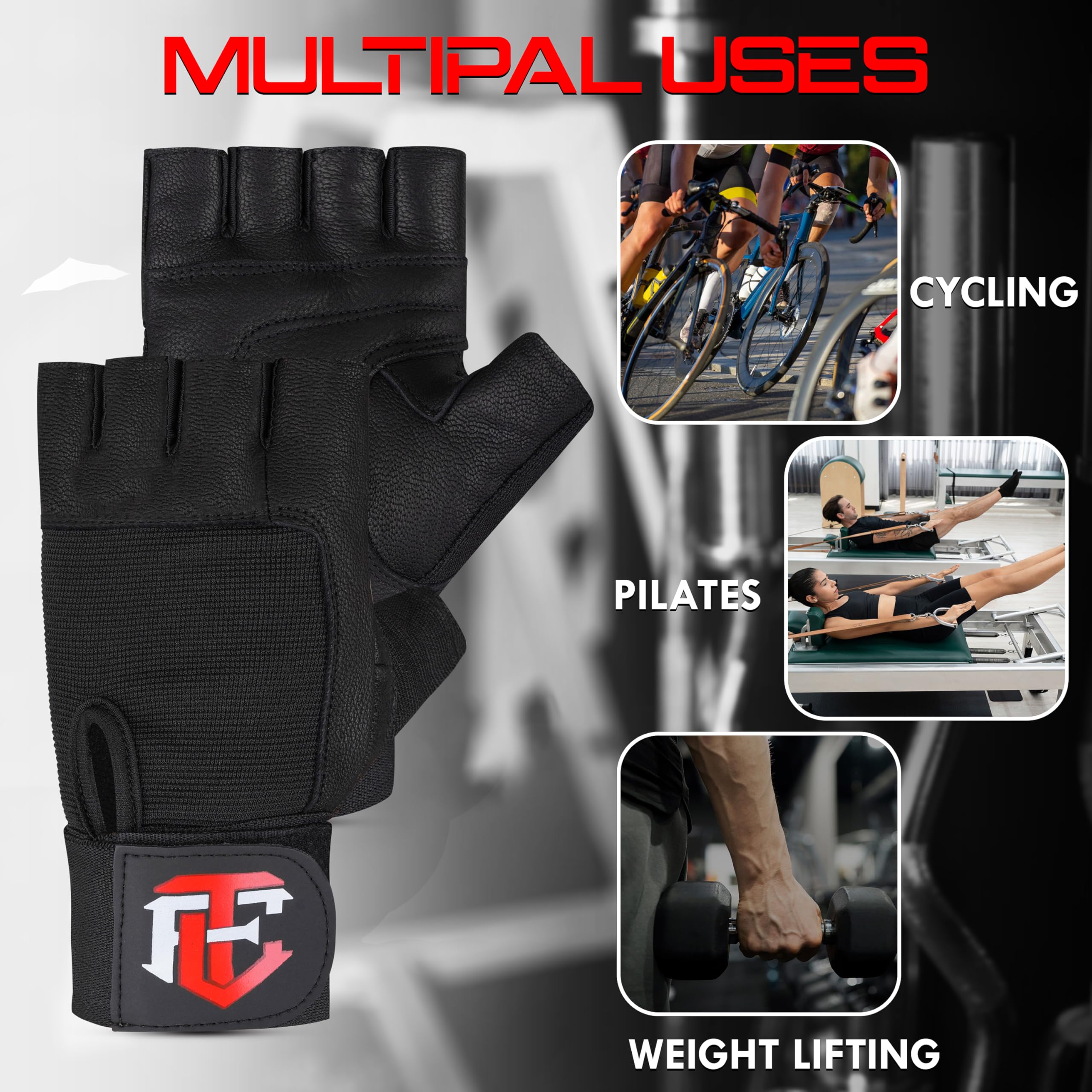 Guanti per sollevamento pesi, guanti da allenamento per uomini e donne, supporto per il polso, palmo antiscivolo, traspiranti e durevoli, per powerlifting, crossfit, allenamento e