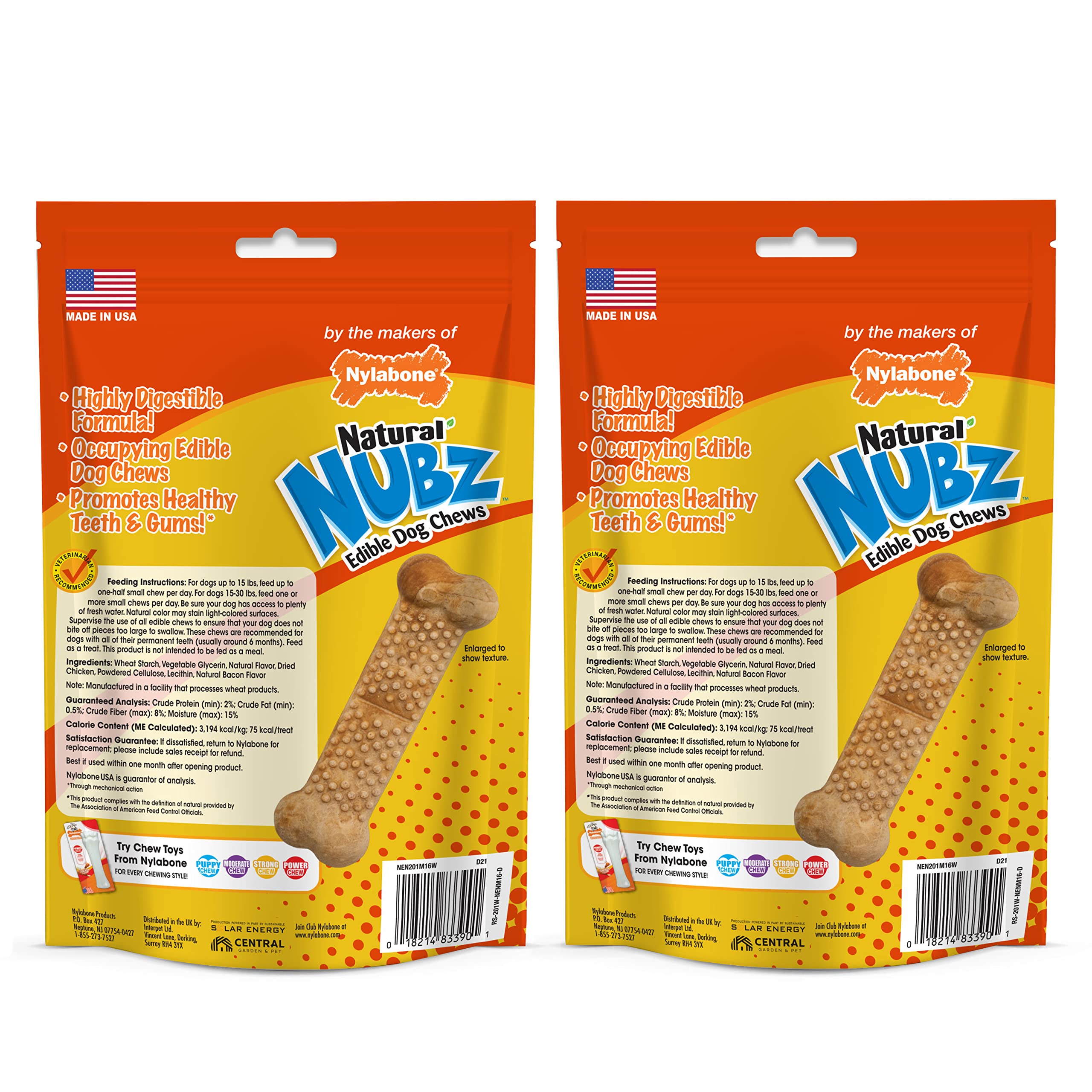 Nubz Chicken Dog Treats, wszystkie naturalne edytowalne smakołyki z Chew dla psów, wyprodukowane w USA
