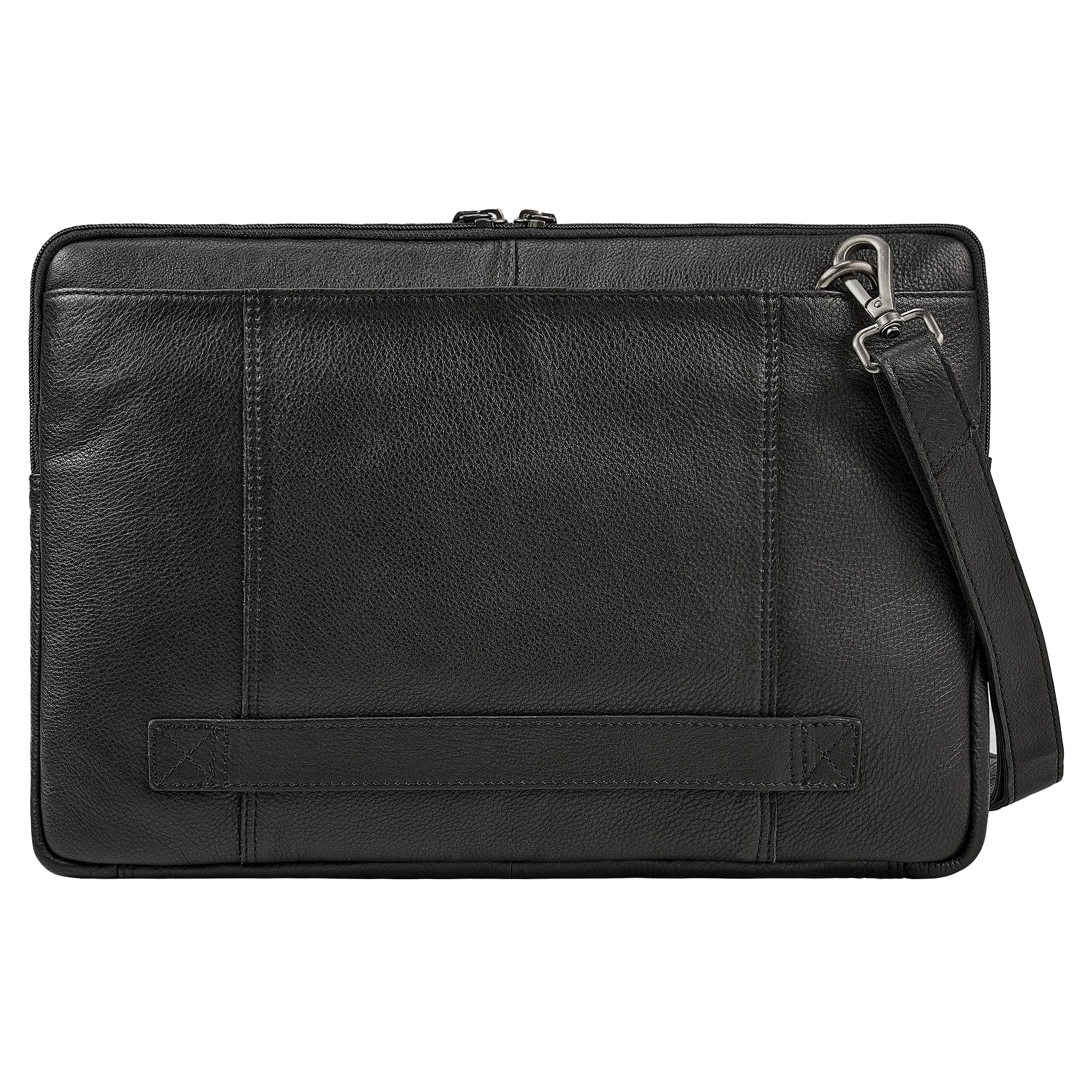 STILORD "Graham Vintage Laptoptasche Leder Schwarz 15.6 Zoll Aktentasche Herren Damen Notebooktasche Echtleder Laptop Sleeve Schmale Umhängetasche mit Schultergurt