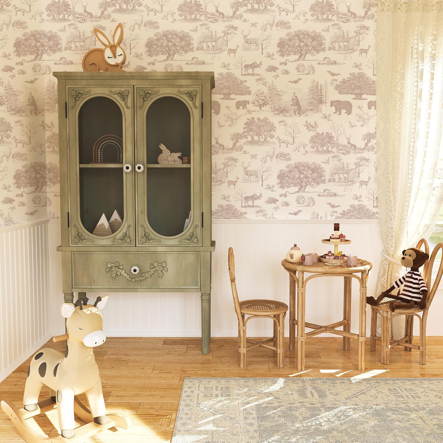 RollsRolla Woodland Modern Forest Peel and Stick Wallpaper - Beige Neutral Botanical, Self-Adhesive, Renter-Friendly Removable Wallpaper for Living Room, Bedroom, and Nursery (Taupe Gray)