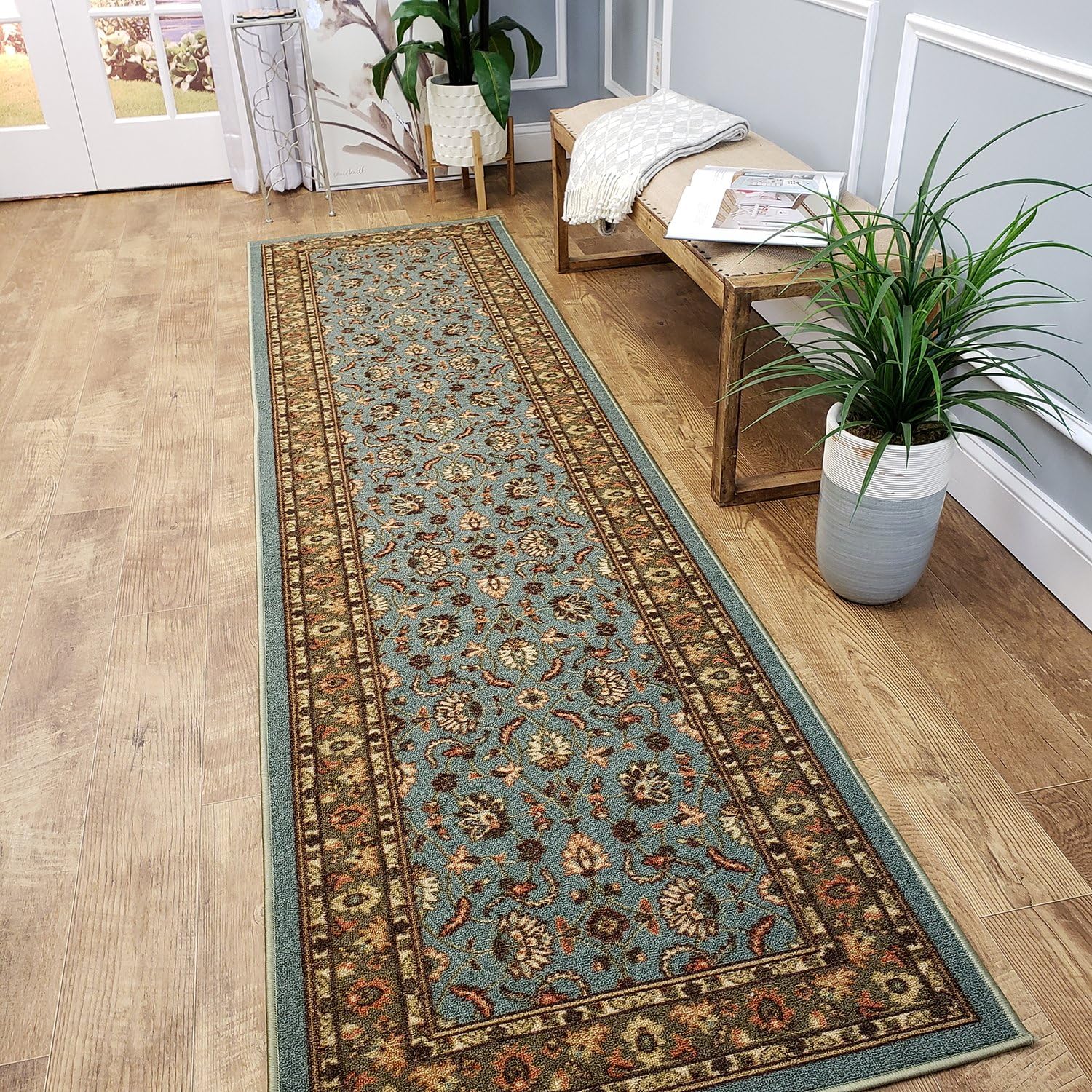 Rubber Backed Runner Rug, 22 x 60 inch (5 ft Runner), Multicolor Striped, Non Slip, Kitchen Rugs and Mats