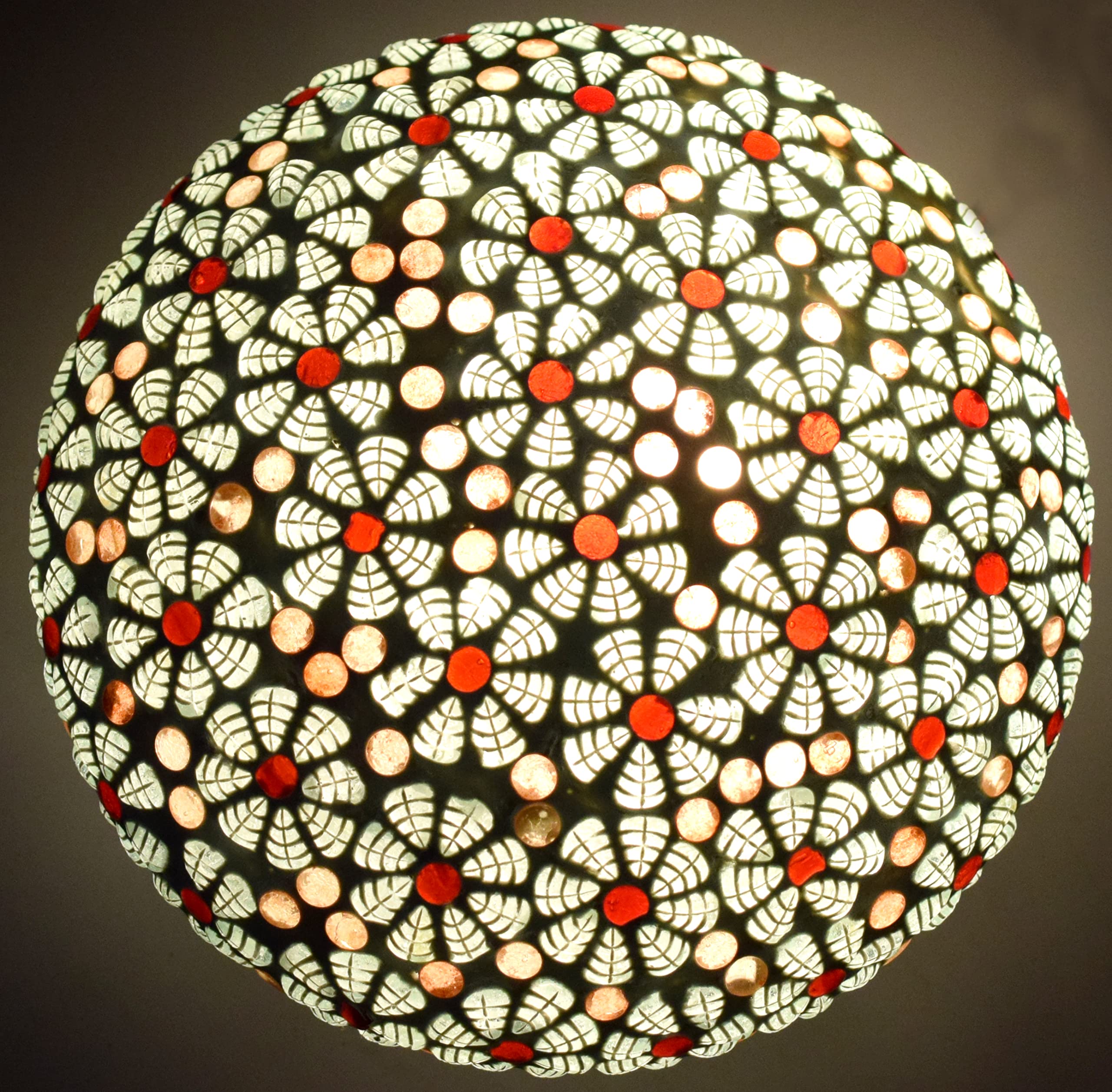 Mosaic Glass Ceiling Lamp For Rooftop Living, Gift & Home Decorations (Bulb Not Included) (Ceiling Lamp - 01, 20 Cm), Multicolored-image-10
