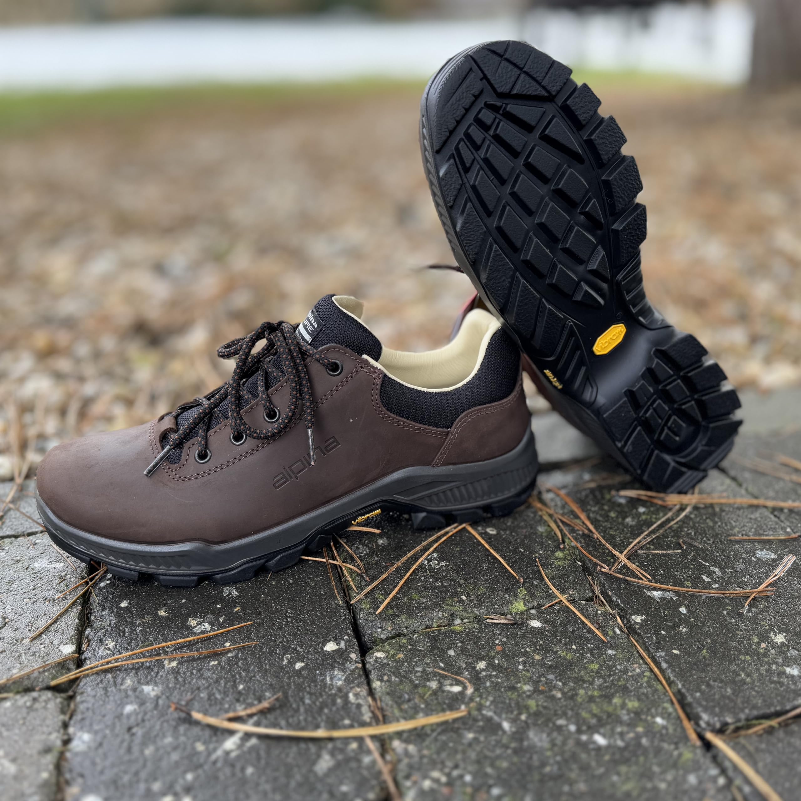 Alpina Prima Men Shoes Full Leather with Alpitex Breathable Membrane Vibram All Weather Slip Resistant Lightweight Rugged,Size:US 9M-10W,Size:EU 42.5 Dark Brown