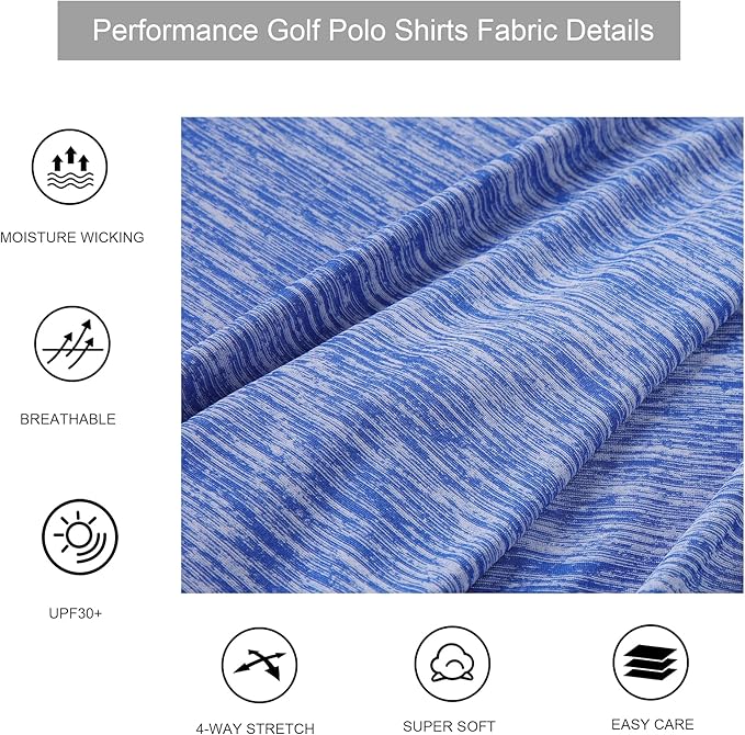 Alex Vando Mens Golf Shirt Moisture Wicking Quick-Dry Short Sleeve Casual Polo Shirts for Men