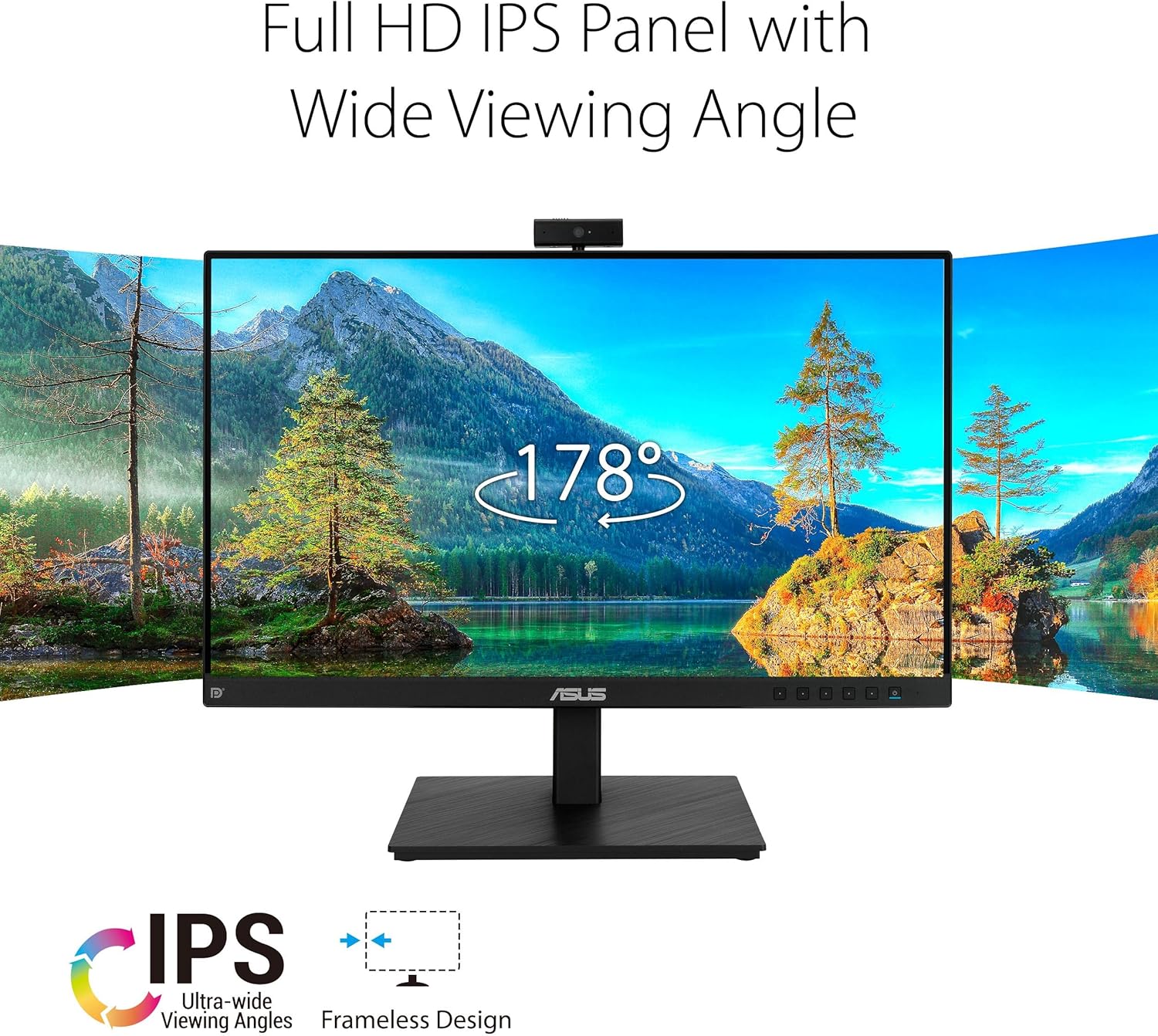 ASUS BE24EQSK Video Conferencing Monitor 23,8 Full HD IPS Frameless, Webcam Full HD, Mic Array, Stereo Speakers, Design Ergonomico,HDMI,Eye Care,Filtro Luce Blu,Flicker Free,Montabile a parete