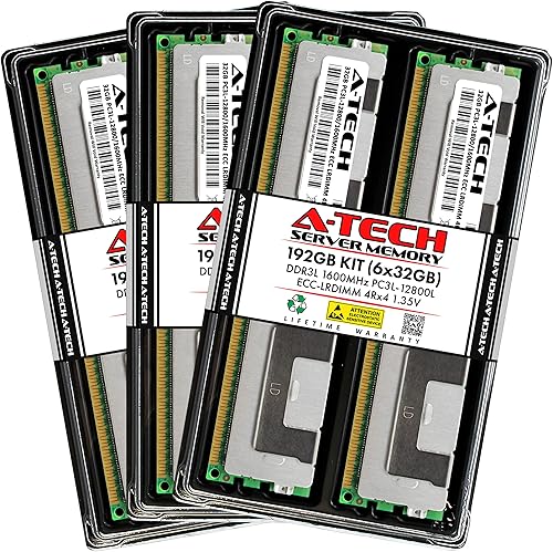 A-Tech 192GB Kit (6x32GB) RAM for Supermicro Super X8DTN+-F-LR, X9DBU-iF, X9DRG-O-PCIE DDR3 1600MHz PC3-12800 ECC LRDIMM 4Rx4 1.35V Load Reduced