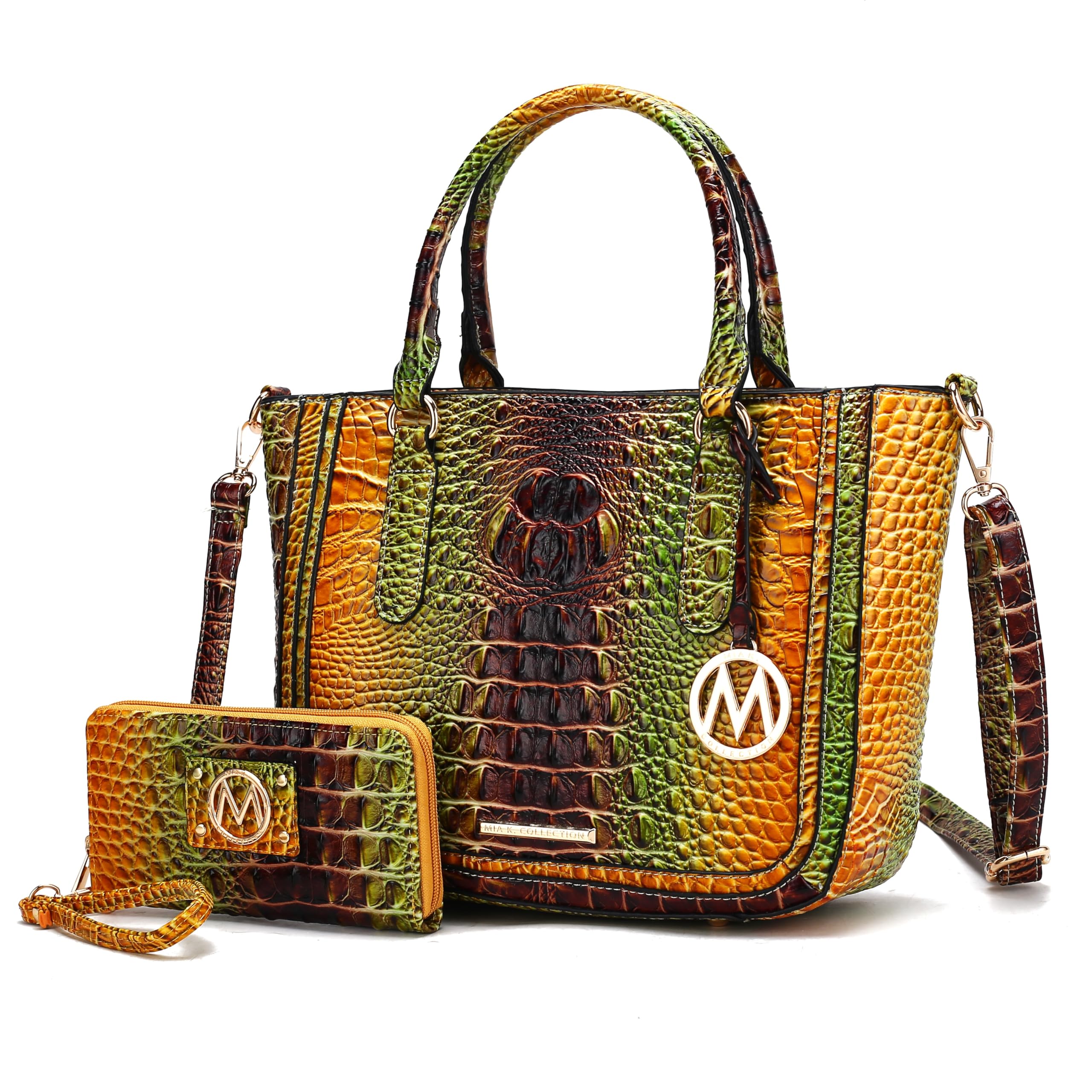 MKF Collection Satchel Bag for Women’s Crocodile Embossed Vegan leather Crossbody Tote Handbag Top-Handle Purse by Mia K