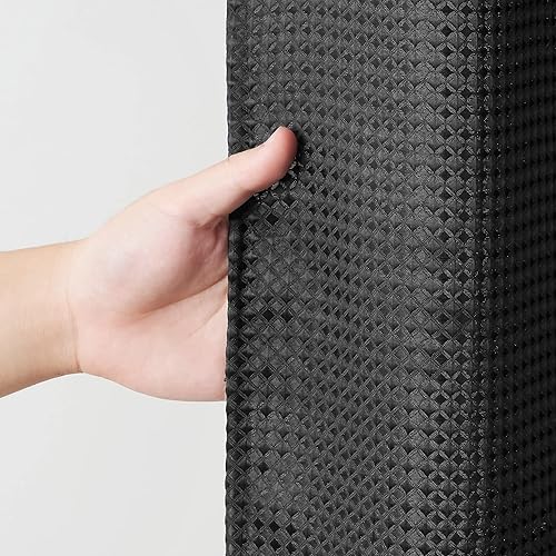 Miniatura 5 de Scamzsure Cortina de ducha negra, cortinas de ducha de tela gruesa con textura de gofre para baño, juego de cortina de ducha de baño de calidad de