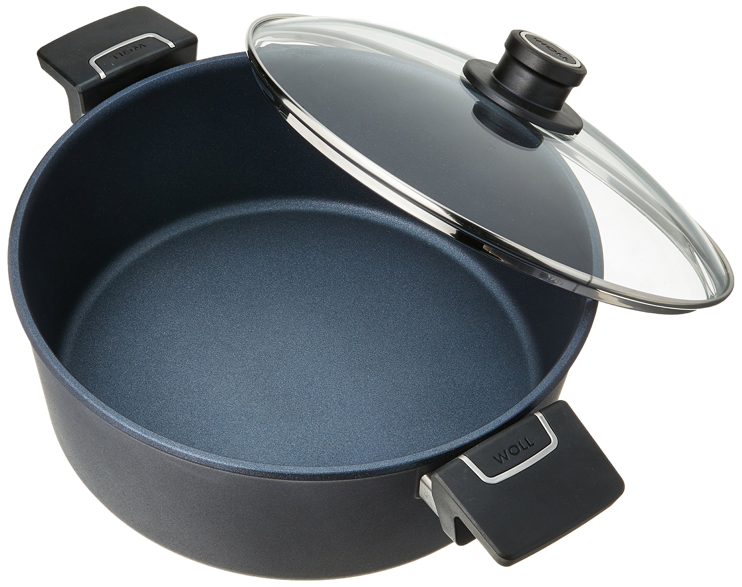 WollDiamond Lite/Plus Diamond Reinforced Nonstick Scratch Resistant Cast Aluminum Induction Ready Casserole Pan with Lid, 5.8 Quart/11-Inch