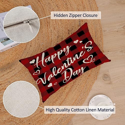 Miniatura 4 de Neatee Living Juego de 4 fundas de almohada para el día de San Valentín de 12 x 20 pulgadas fundas de almohada de corazón rojo con diseño de corazón