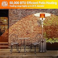 Vista 2 de Hykolity Calentador de patio de 50,000 BTU con caja de arena, diseño de mesa, quemador de acero inoxidable de doble capa, ruedas, sistema