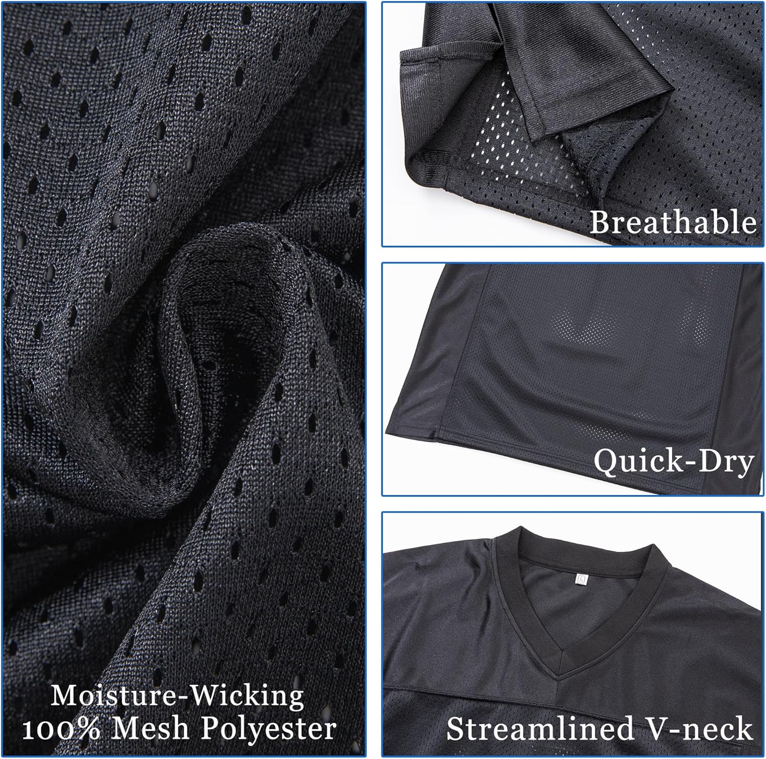 Youth Blank Football Jersey Mesh Athletic T-Shirt Unisex Hip Hop Football Practice Jersey S-XL - Image 7