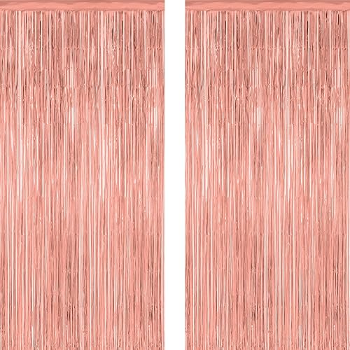 Miniatura 83 de Paquete de 2 telones de fondo de oropel rojo, cortinas de flecos de 3.28 pies x 7.05 pies, decoraciones de fiesta para aniversarios de boda