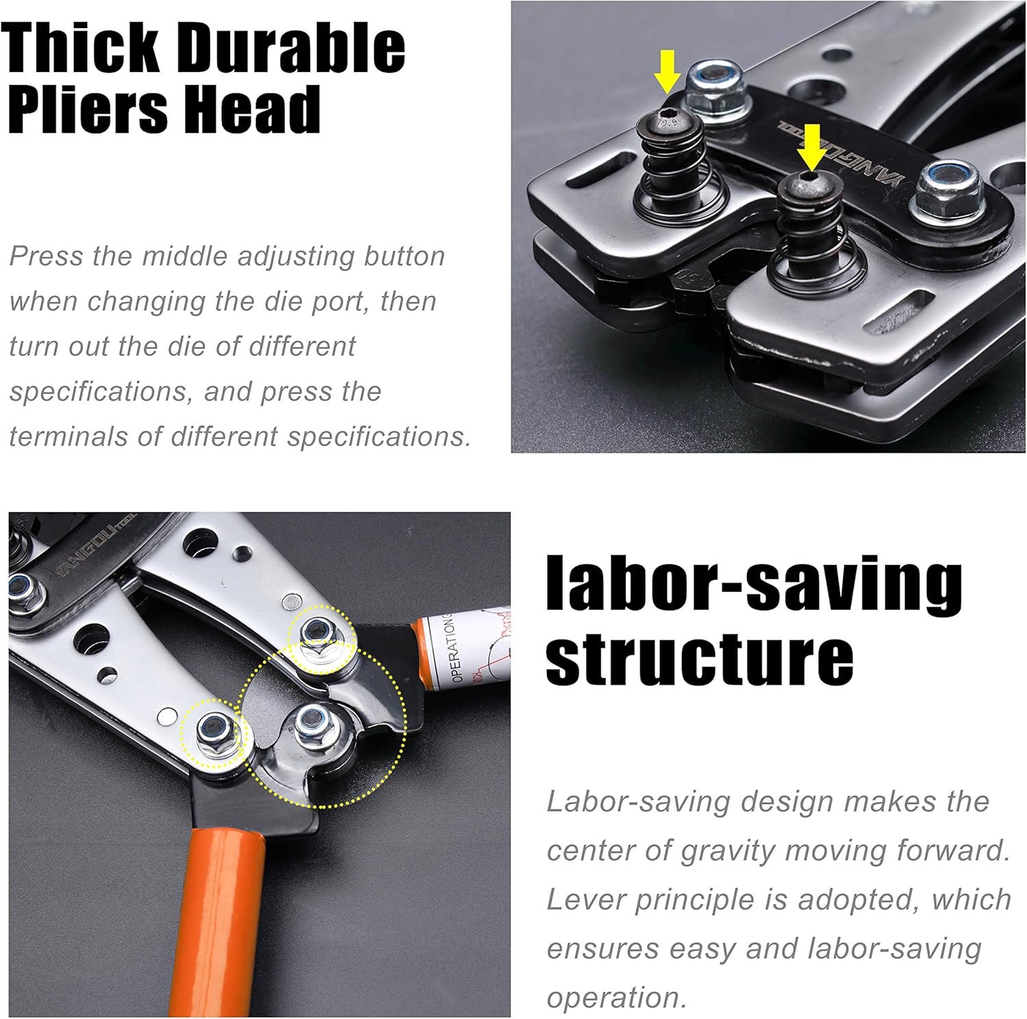 Yangoutool Battery Terminal Cable Crimping Tool AWG 1/0, 2, 4, 6,8,10 for Electrician Wire Lug Crimper for Heavy Duty Large Gauge Electrical Connector Copper Ring Butt Car Vehicle Maintenance