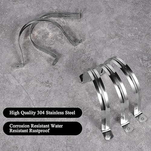 Miniatura 4 de 10 abrazaderas de correa de tubo M100, soporte en U de acero inoxidable de 4 pulgadas, colgador de manguera de 2 agujeros, clips de tensión para