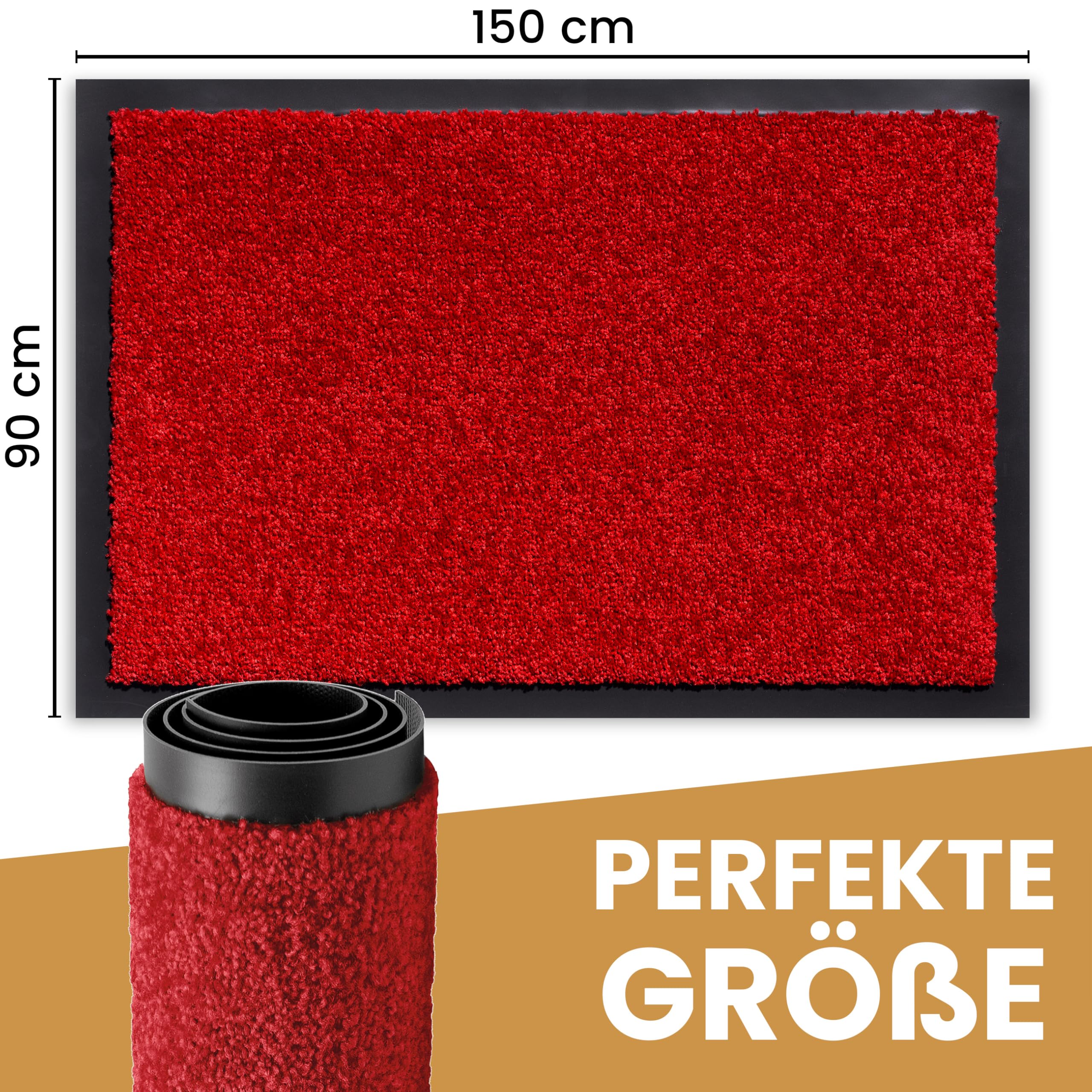 Bodenständig Pulito da fulmine: lo zerbino definitivo per interni – rosso in parte superiore in tessuto assorbente 90 x 150 cm, perfetto come zerbino per interni ed esterni coperti.