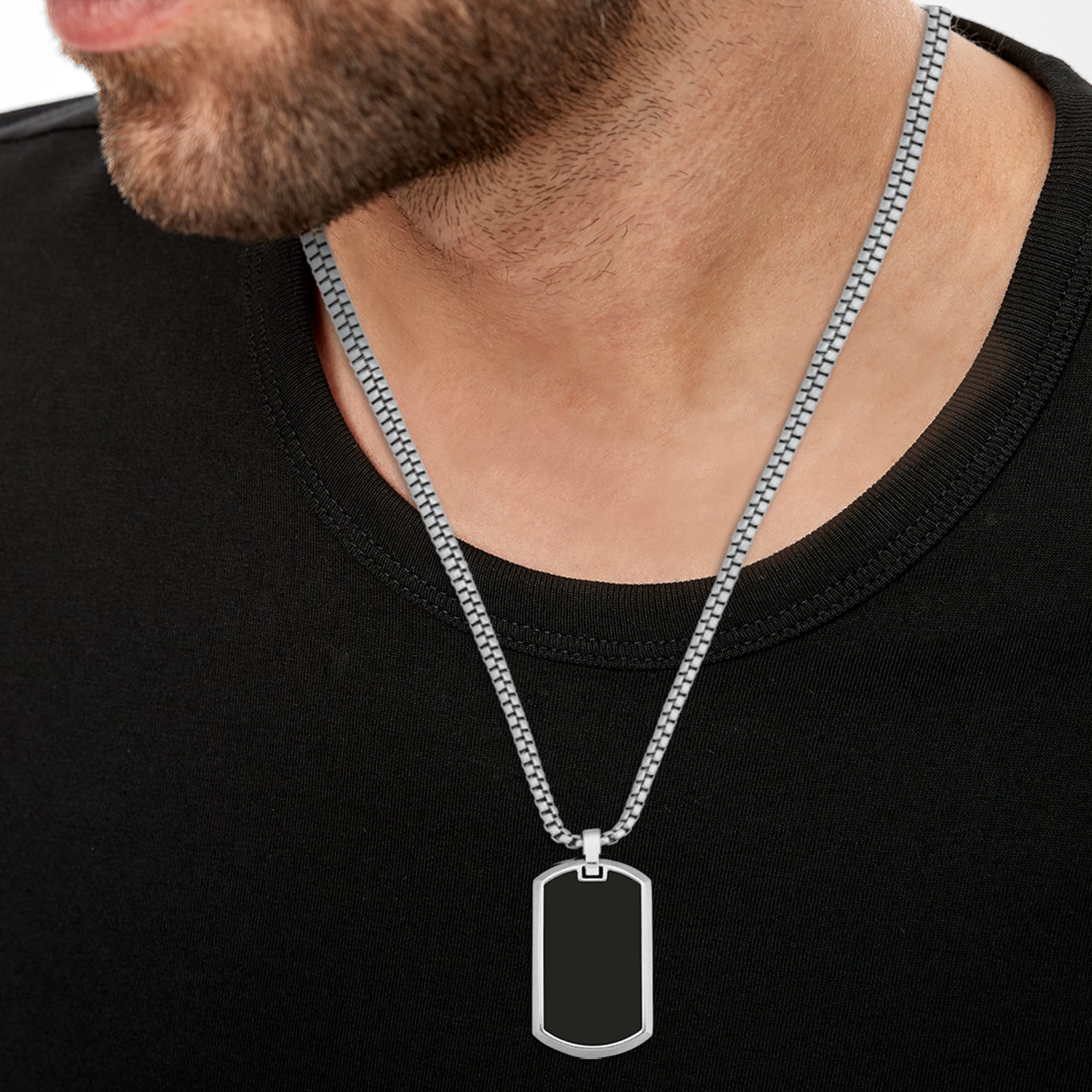 s.Oliver Kette mit Anhänger Edelstahl, 925 Sterling Silber Herren Halsschmuck, Silber, Kommt in Schmuck Geschenk Box