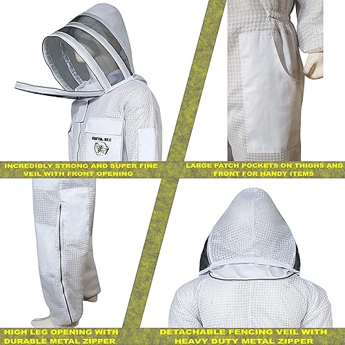 Miniatura 4 de Brutul Bee 3 capas apicultura ultraligero traje ventilado con velo de esgrima