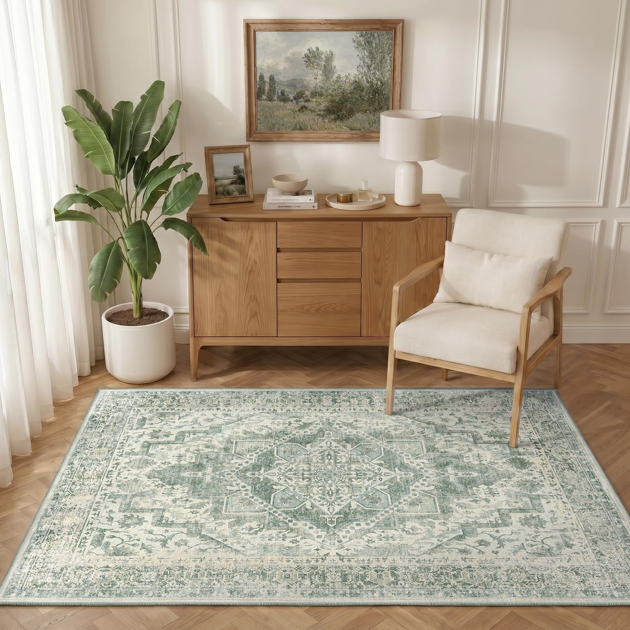 INOVADAY Waschbarer Teppich Wohnzimmer Vintage