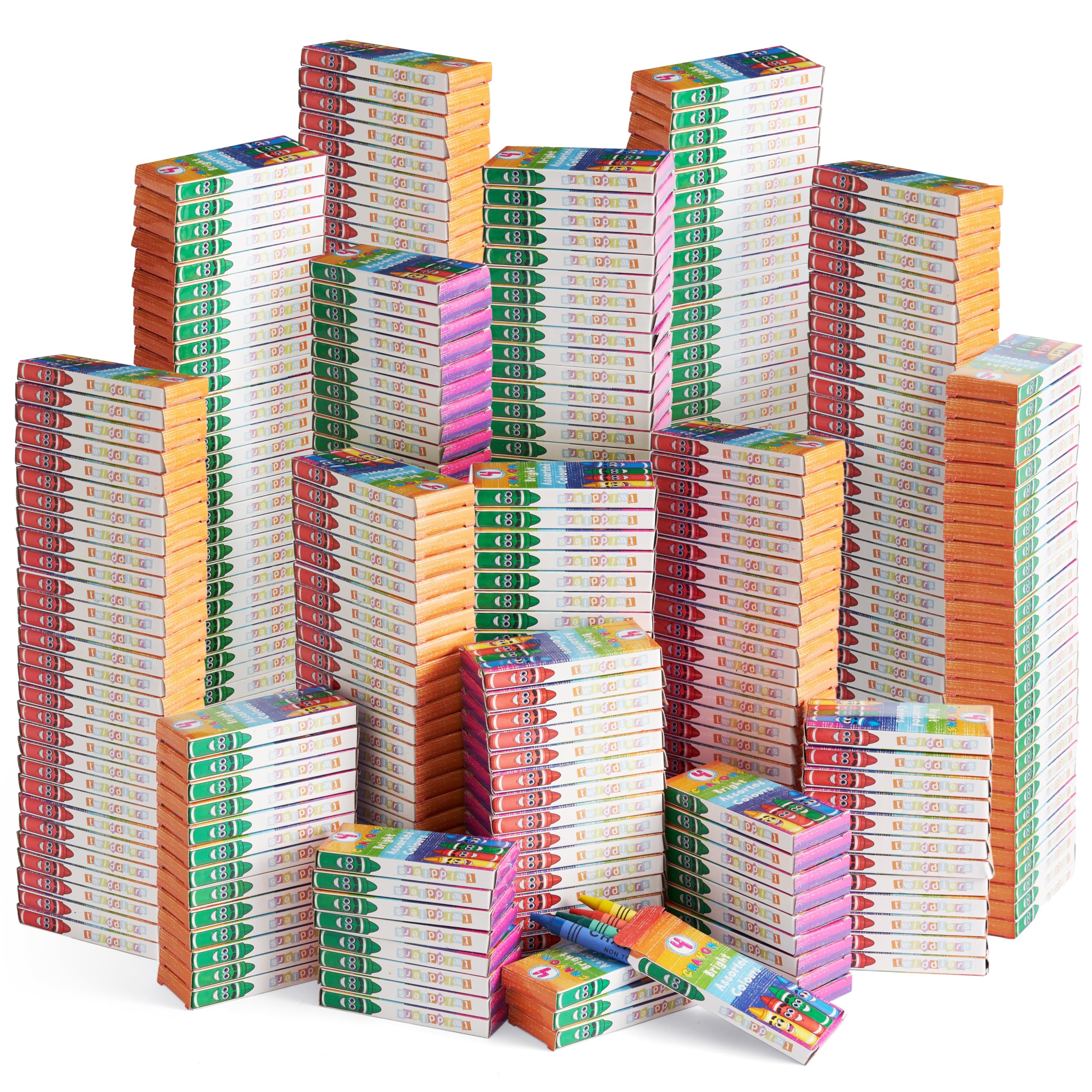 THE TWIDDLERS 288 Boxes of Mixed Coloured Wax Crayons - 4 Per Box, 1,152 Total - Bulk Kids Crayons Colouring Activity, Perfect for Weddings, School Classrooms, Restaurants, Party Bag Fillers โ image 1