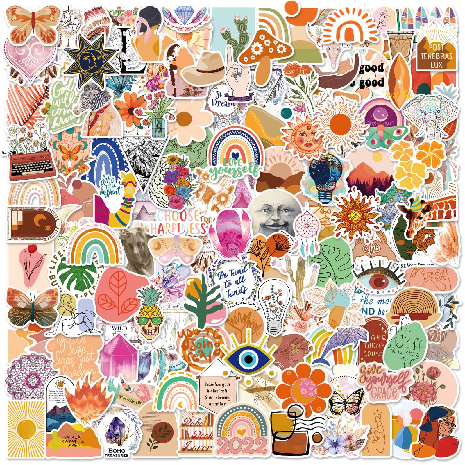 200PCS Boho Stickers for Water Bottles, Western Vintage Aesthetic Waterproof Vinyl Stickers Pack£¬Laptops Skateboard Luggage Computer Bulk Decals,for Adults and Teens Girls