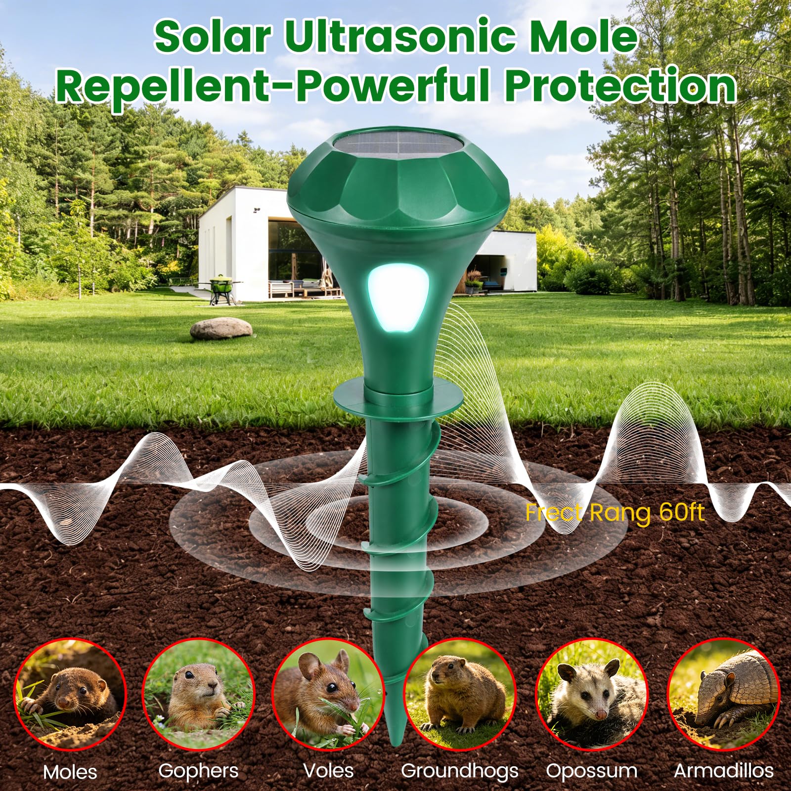 2 Pezzi Repellente Gatti Ultrasuoni Solare Dissuasore Animale Professionale con Luce LED, Repellente per Gatti per Giardino Cortile Orto Fattoria Protezione da Piccioni Uccelli Cani Topi Volpi