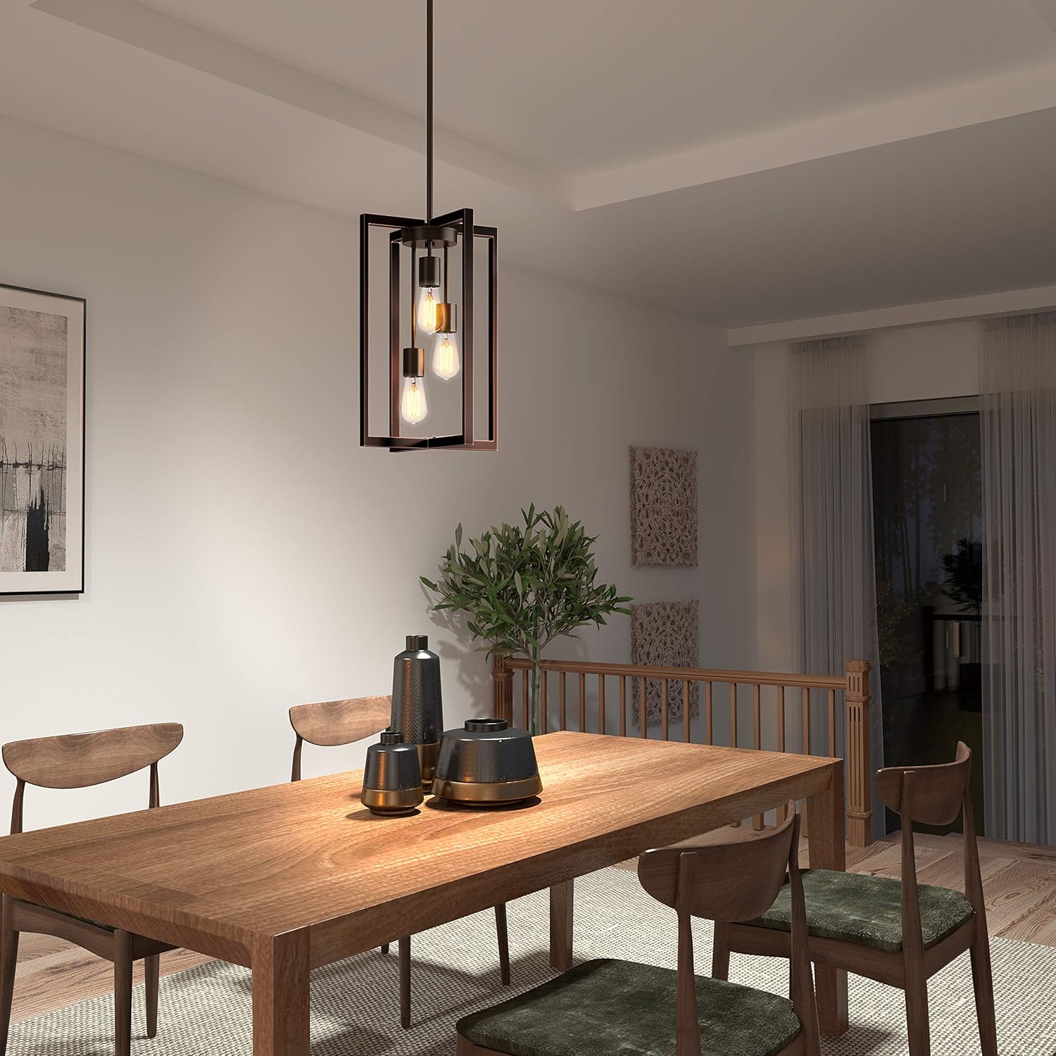 artika Yale Industrial Modern Semi-Flush Mount Light Fixture, Bronze Finish - Ideal for Dining Room, Kitchen Light, Entryway, Made of Steel, Bulb Included