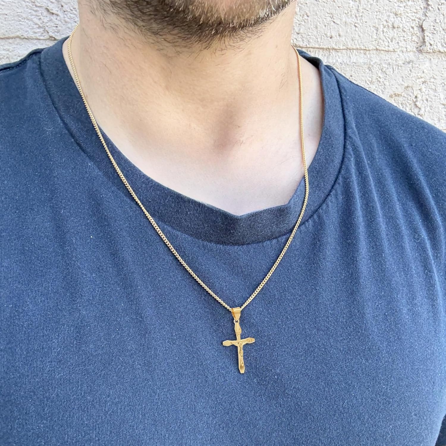 Cross+Crown Premium 14K Slim Gold Crucifix Necklace for Women & Men, Durable Double-Bonded 14K Slim Yellow Gold Crucifix to Avoid Tarnishing, Authentic Pendant for Men & Women with Premium Jewelry Box, Handcrafted in the USA
