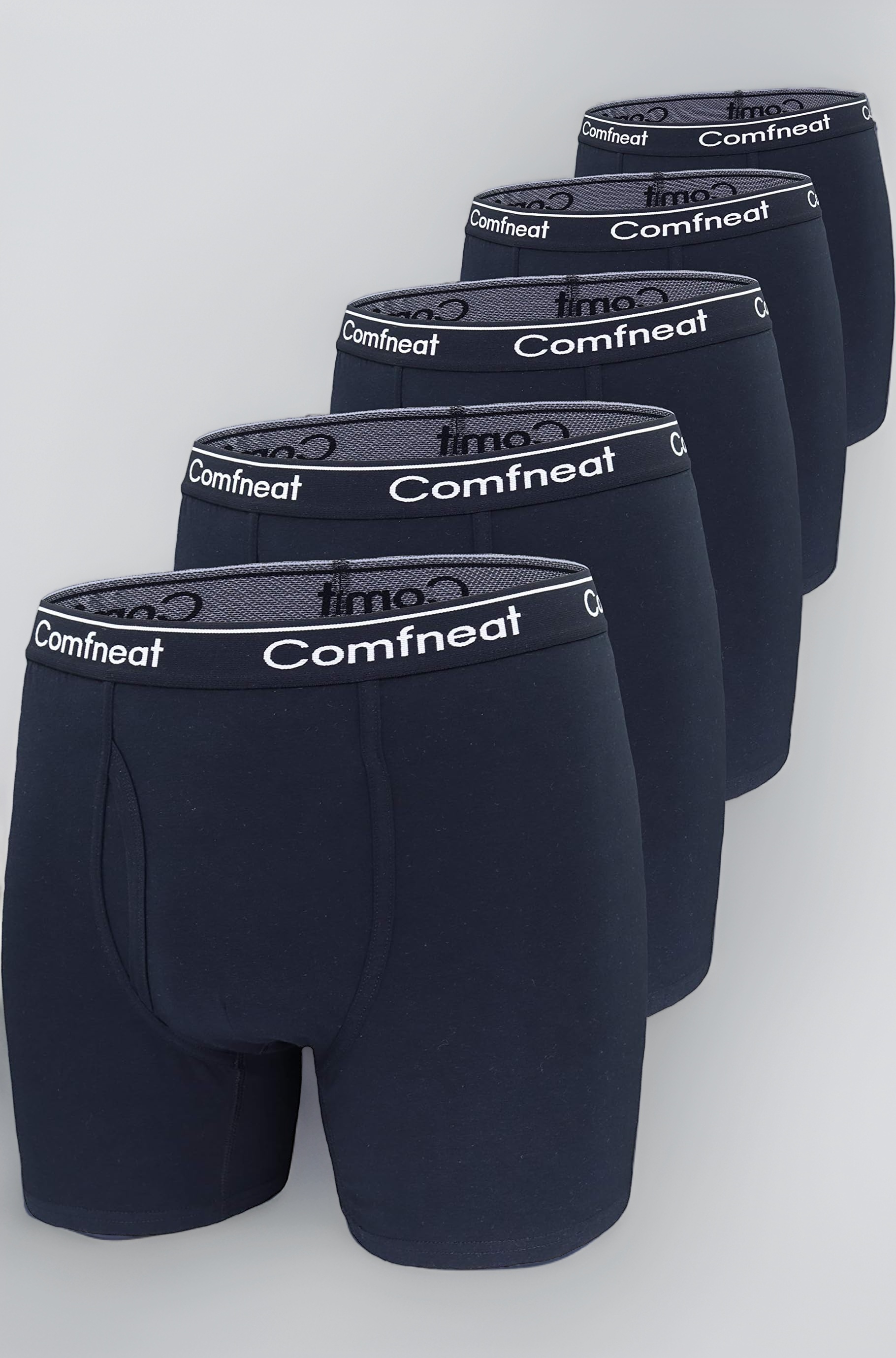Comfneat Men's 2/5-Pack Big & Tall Boxer Breifs 3XL-6XL (Black Pack-5, 5XL)