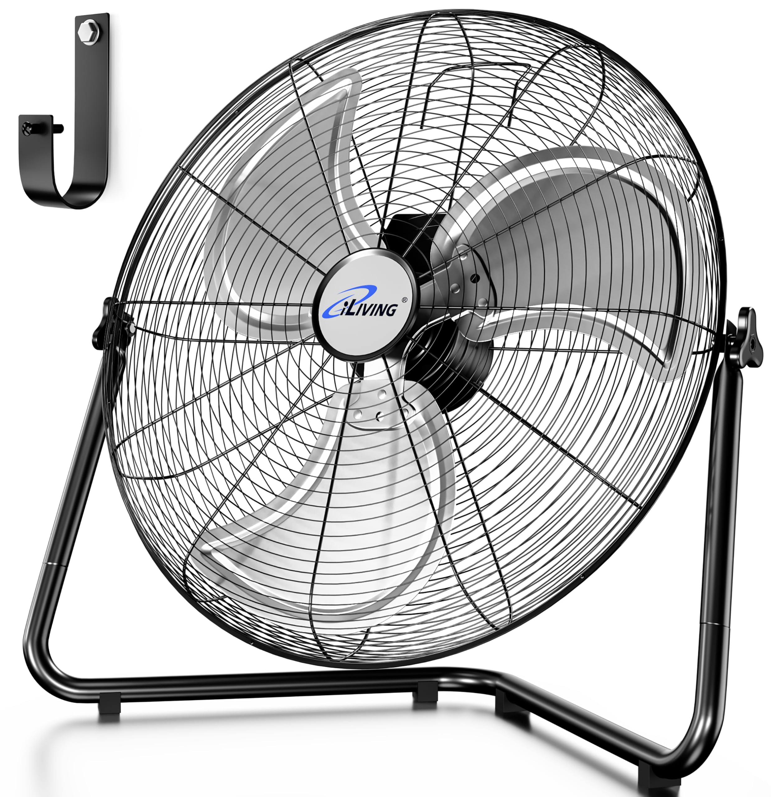 Photo 1 of ***NONE FUNCTIONAL*** iLIVING 20 Inch Heavy Duty Floor & Wall Mount Fan - 5750 CFM High Velocity, 120-Watt, 3-Speed, Industrial Cooling for Garage, Workshop, Office, Home - UL Listed, Black