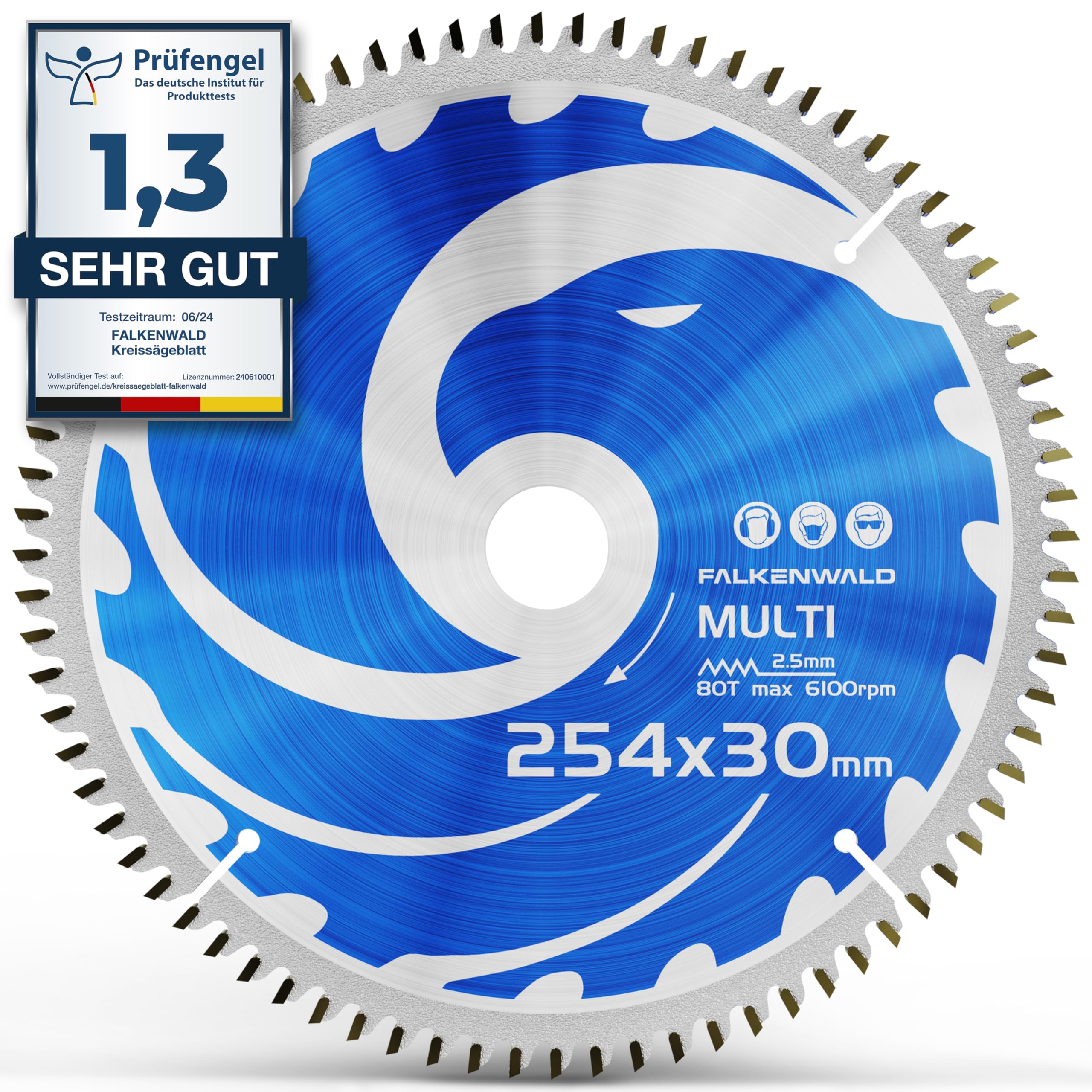 FALKENWALD ® Saw Blade 254 x 30 80 Teeth Ideal for Wood, Metal and Aluminium - Multi Circular Saw Blade 254 x 30 Compatible with Bosch GTS 10 XC Professional & Metabo KGS 254 M - 254 x 30