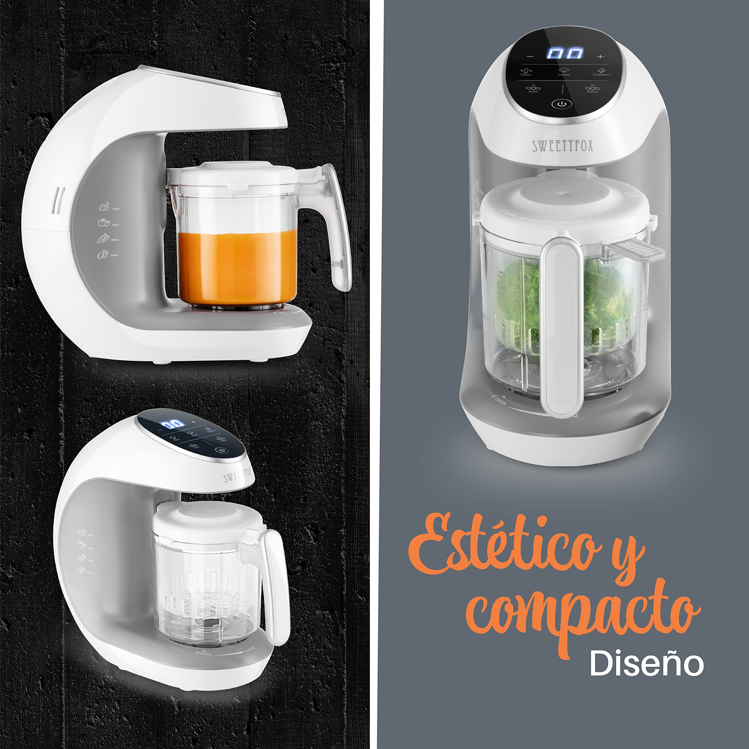 Robot Cocina Bebe - Multifunción 7 en 1 para Bebés - Al vapor, Procesador de Alimentos, Limpieza Automática, Esterilizado, Recalentar, Descongela - Robot de Cocina bebe