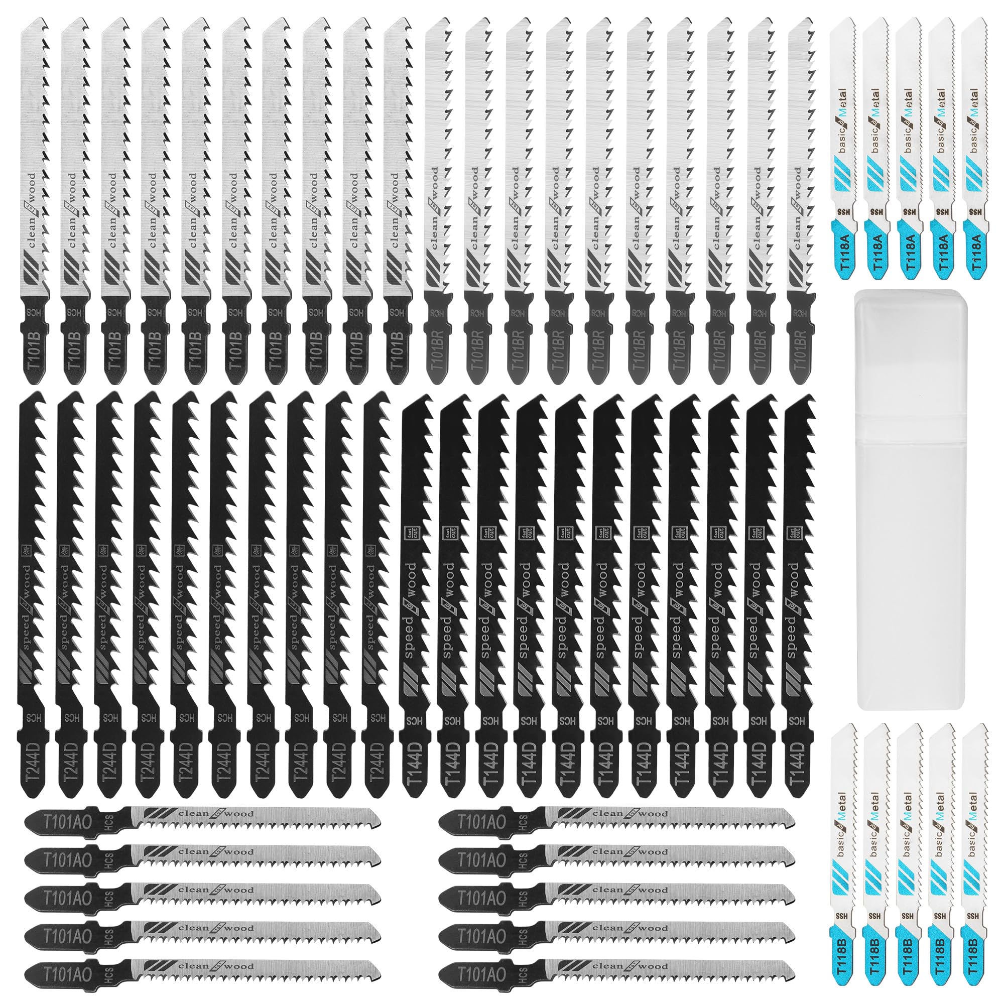 60 Stück Stichsägeblätter Set,Professional Stichsägeblatt,Kombiset mit Elektrosägeblättern Aus Hochkohlenstoffhaltigem Stahl, T-Schaft Stichsägeblätter für Holz, Kunststoff und Metall