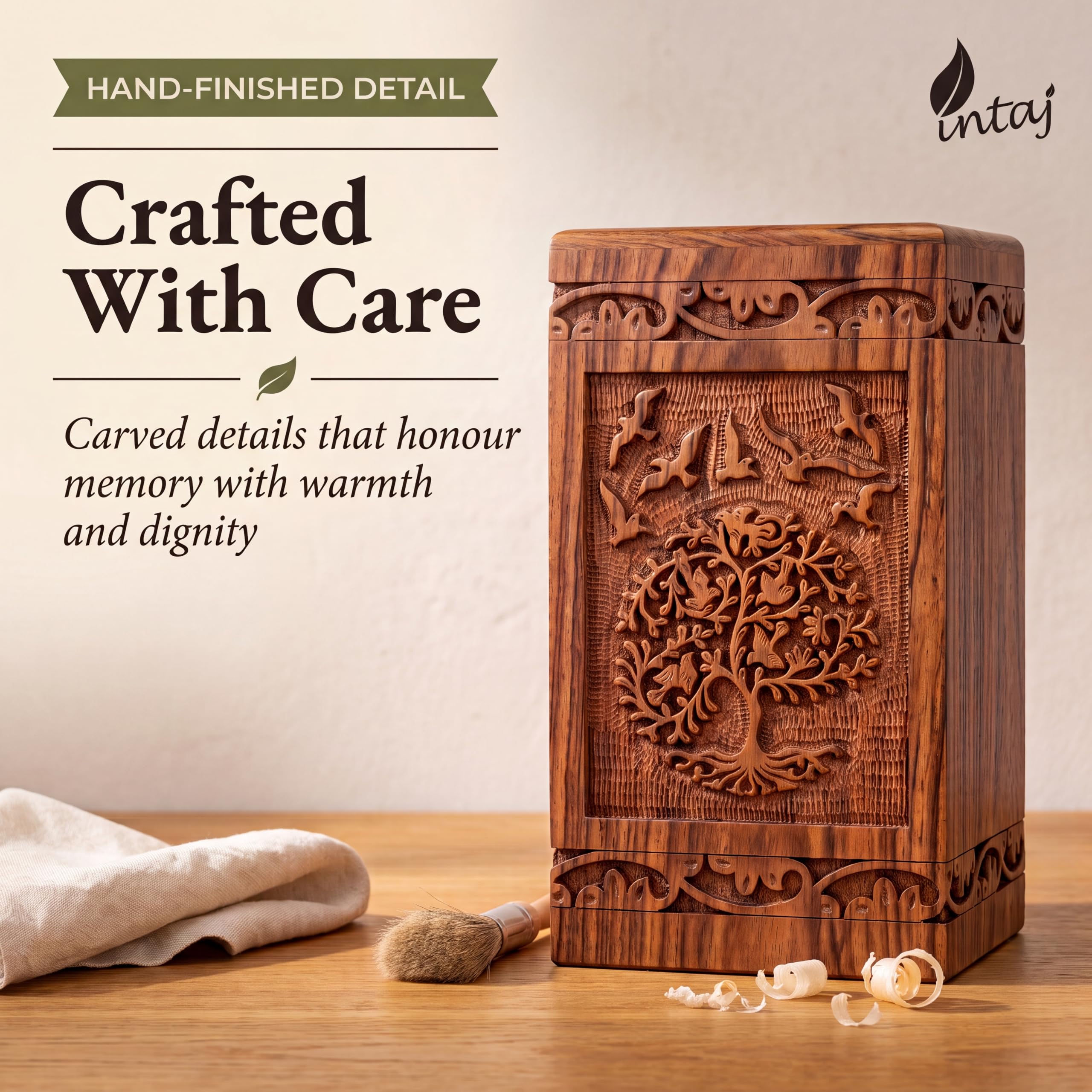 Urna de madera del árbol de la vida para cenizas humanas, capacidad de 115 libras, adecuada para entierro para hombres, mujeres, mamá, papá, mini urna de cremación de recuerdo de palisandro para