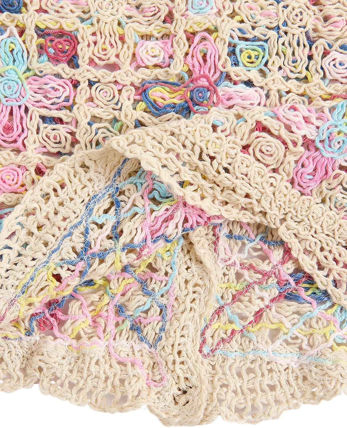 GORGLITTER Women's Crochet Cropped Vest Boho Colorful Knit Sleeveless Button Up Vintage Cardigan Western Cowgirl Tops - Image 6