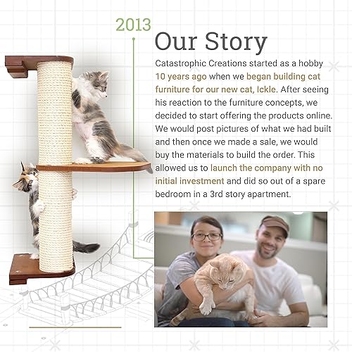 Miniatura 5 de Catastrophic Creations - Poste rascador flotante para gatos, rascador de sisal hecho a mano, estantes de pared para gatos y postes rascadores para