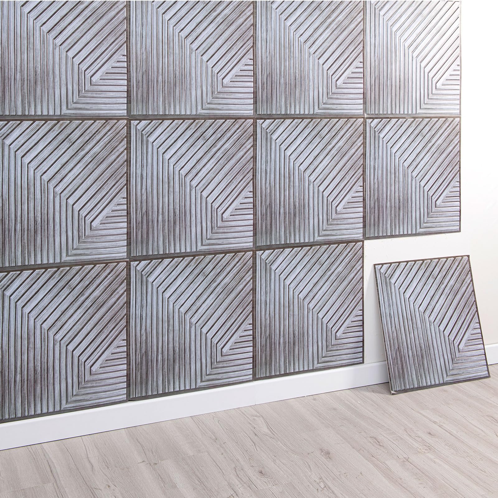 10 stuks zelfklevende 3D-wandpanelen, houtlook, wandbekleding, 3D-wandpaneel voor binnenwanddecoratie, 3D-akoestische panelen, 30 x 30 cm (grijs 10 stuks zelfklevende 3D-wandpanelen, houtlook, wandbekleding, 3D-wandpaneel voor binnenwanddecoratie, 3D-akoestische panelen, 30 x 30 cm (grijs