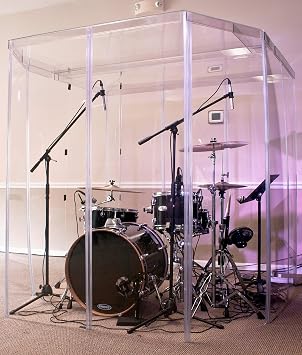 PENNZONI Drum Booth, Sound Room, Drum Shield, 6ft Tall, Crystal Clear Acrylic Sound Proof Panels, Drum Screen, Drum Cage Enclosure w/Plastic Hinges