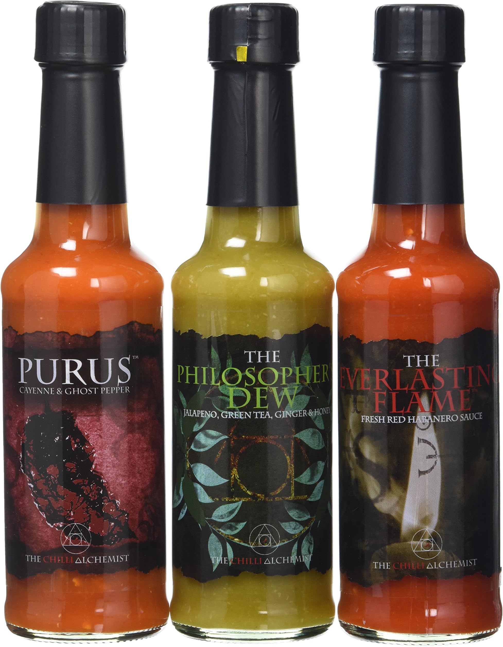 The Chilli Alchemist The Philosopher's Dew Purus The Everlasting Flame Chilli Sauce Box Set