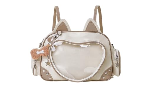 Kawaii Ita Bag Cat Pin Backpack Shoulder Crossbody Bag for Miku Anime Heart Clear Layer with Insert (Black) : Clothing, Shoes & Jewelry