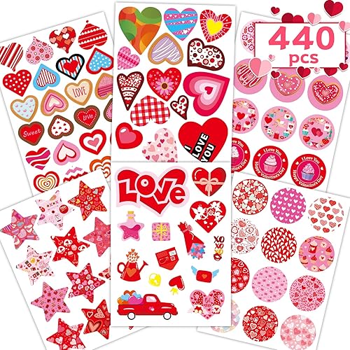 Valentines Stickers 440PCS Valentines Day Stickers for Kids Valentines Stickers for Kids for Laptop Luggage Supplies