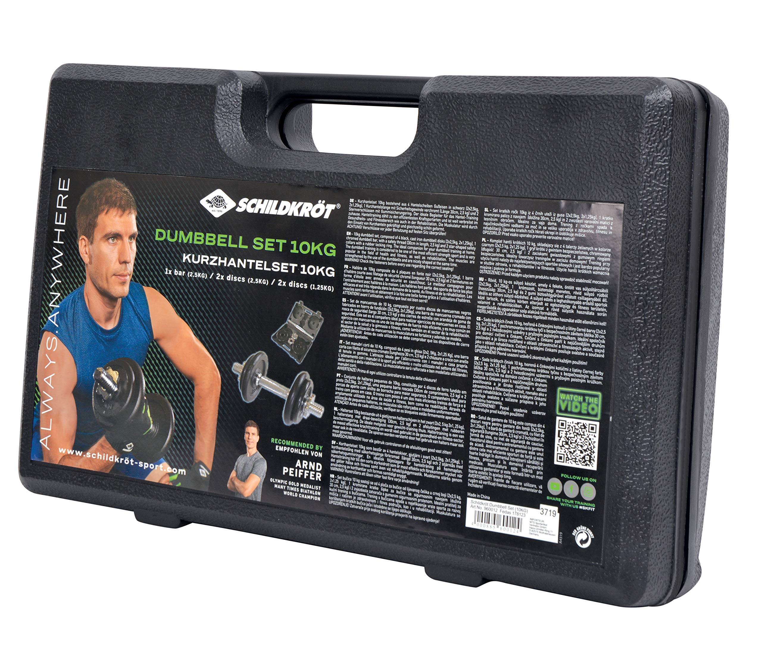 Schildkröt Fitness Set di Manubri Corti, 10,0 kg in Astuccio di Plastica ABS