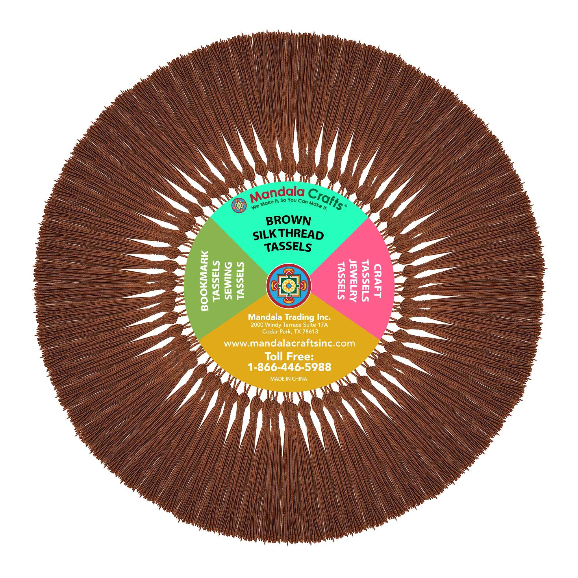 Mandala Crafts 100 Brown Silky Bookmark Tassels with Loops for Crafts