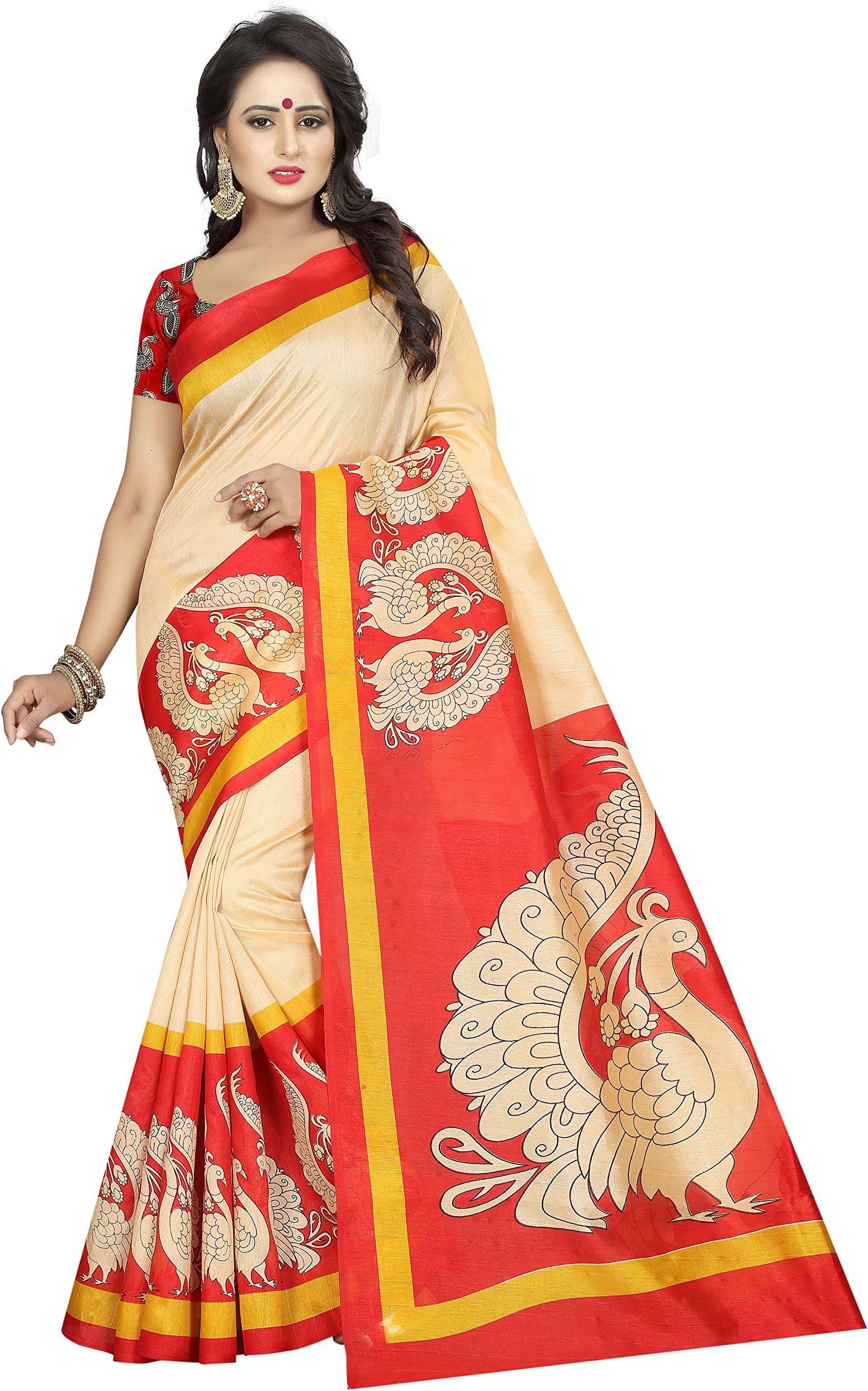 Rensila Fab Women's Mysore Art Silk Saree With Blouse Piece