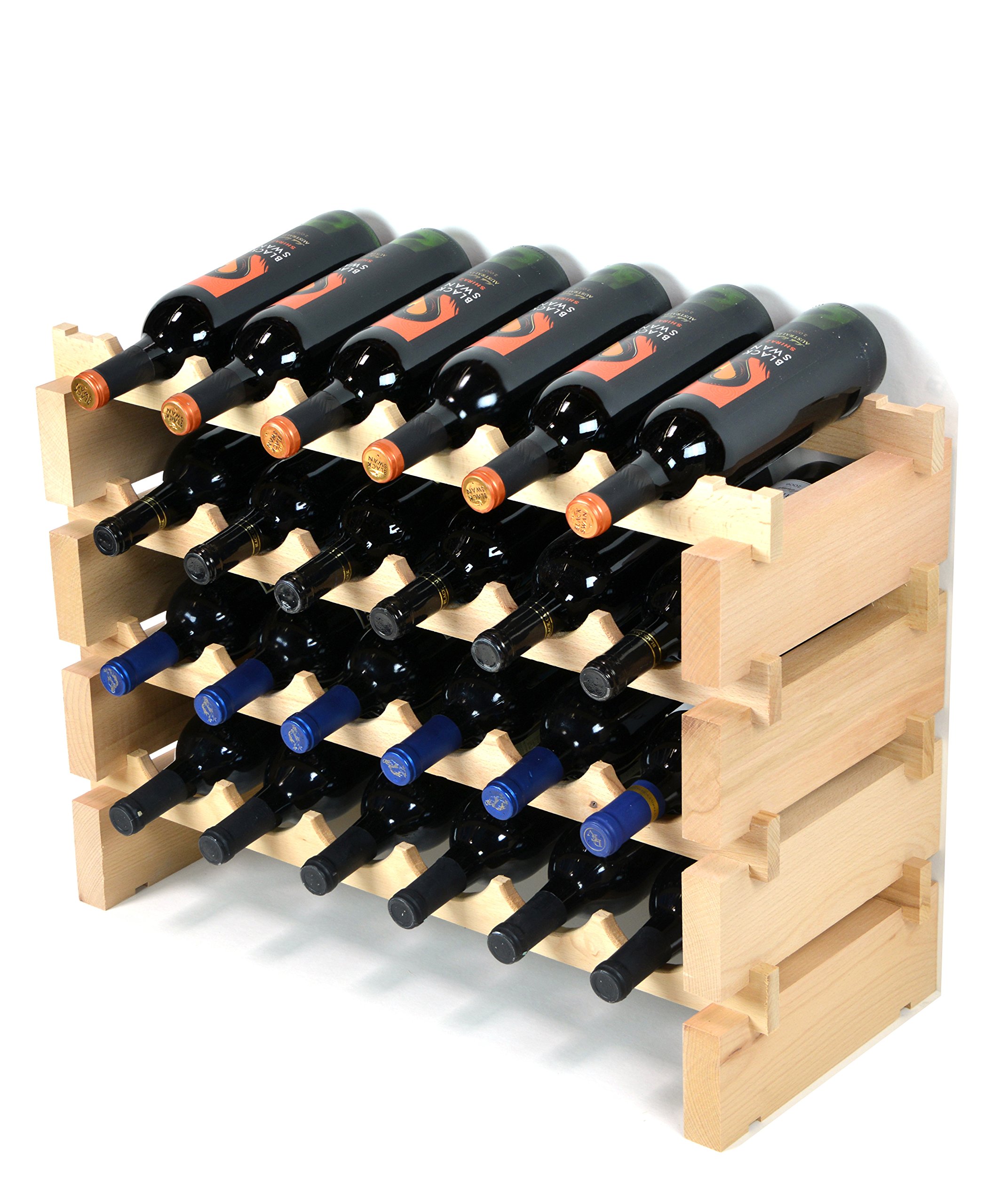 Wine Rack Wood -24 Bottles Modular Hardwood Wine Racks (6 bottles x 4 shelves)