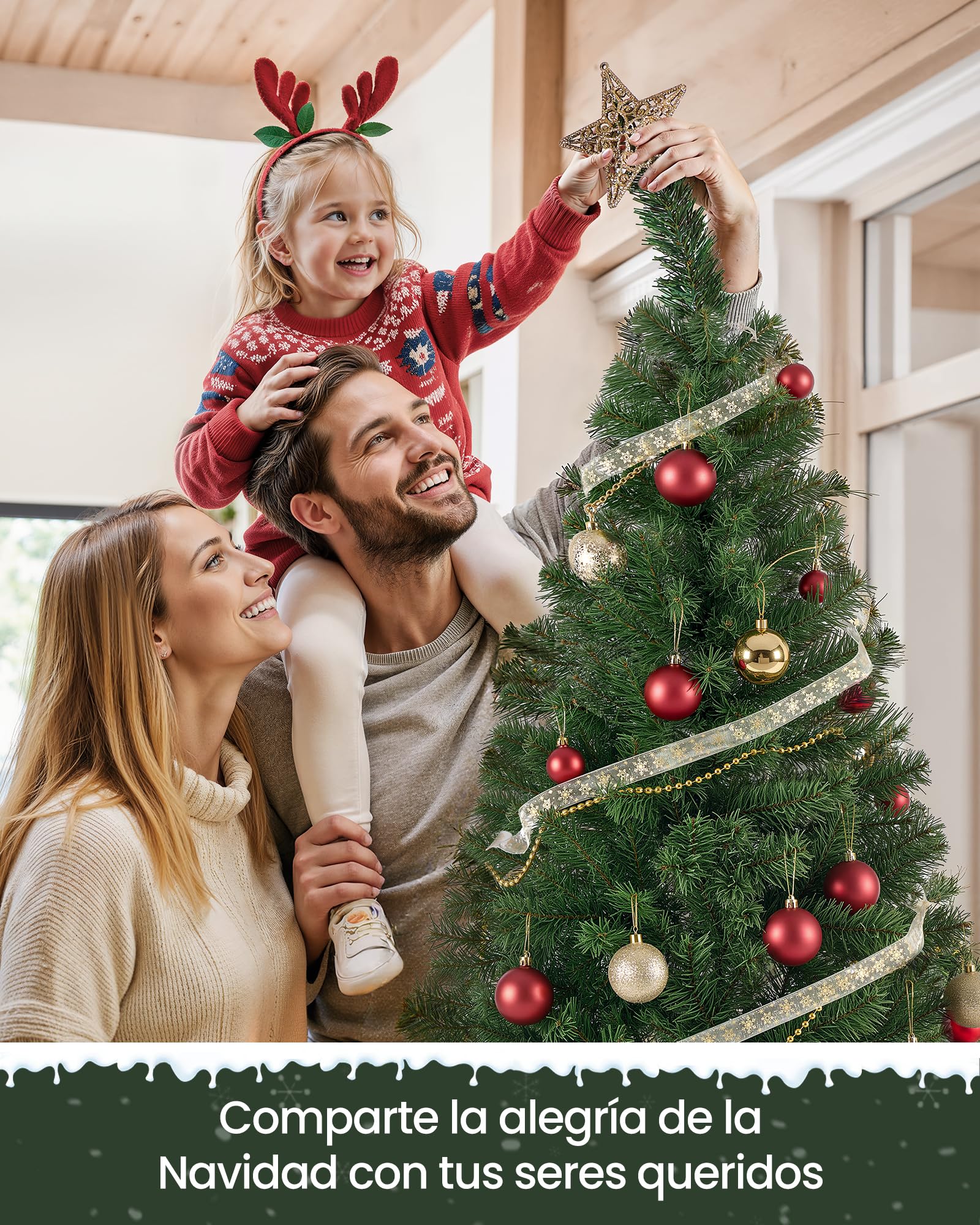 SONGMICS Árbol de Navidad Artificial, Abeto de 180 cm, Ramas de PVC, con Soporte de Metal, Montaje Rápido, Verde LAT002CZ01