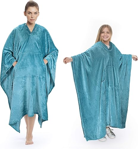 Tirrina Manta poncho de polar 2 en 1, muy suave y cómoda, para adultos mujeres, hombres y niños para uso interior o al aire libre, 55x80 pulgadas